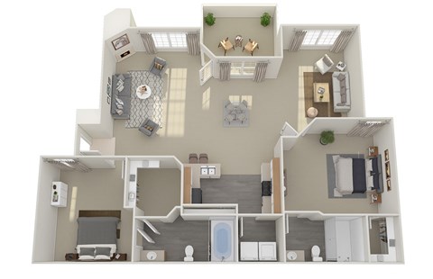 Floor plan for 2 beds, 2 baths, 1210 sqft